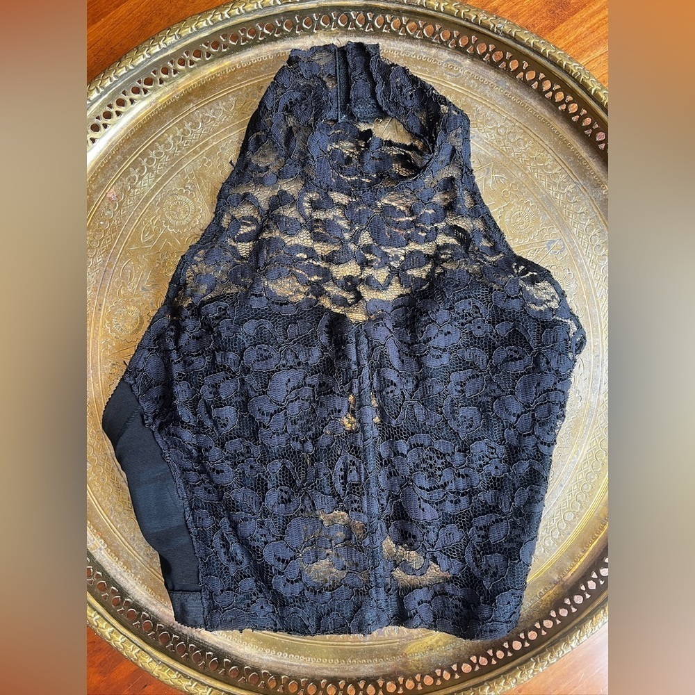 Vintage Black Ceduxion lace corset 1990s medium